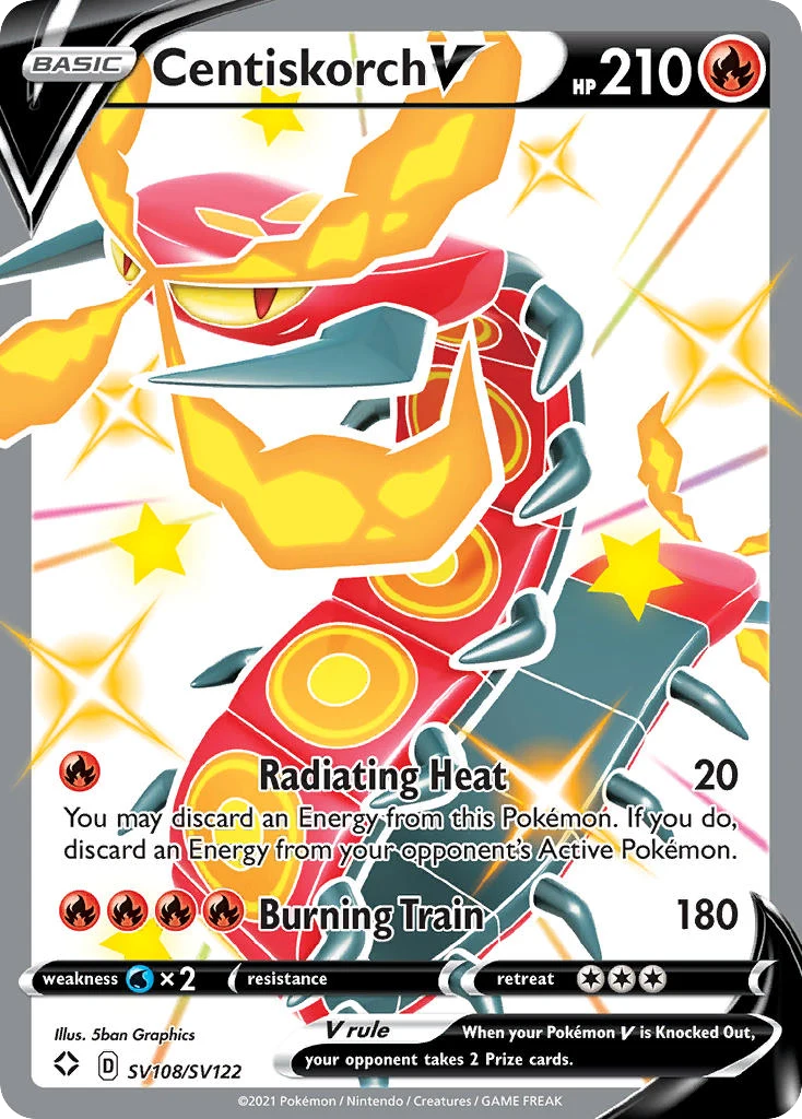 Centiskorch V SV108 — Shining Fates Shiny Vault SV108, Holofoil finish
