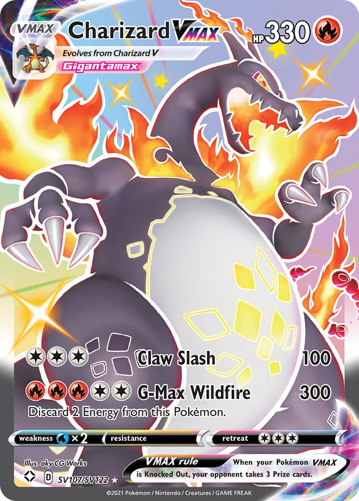 Charizard VMAX SV107 — the most expensive Shining Fates Shiny Vault card