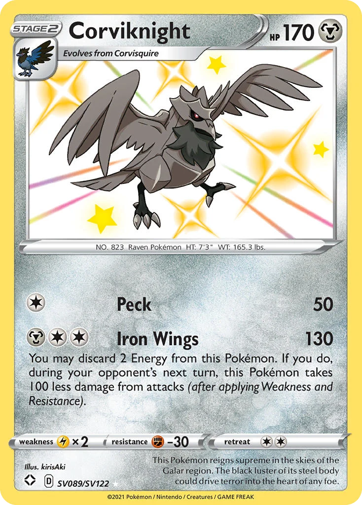 Corviknight SV089 — Shining Fates Shiny Vault SV089, Holofoil finish