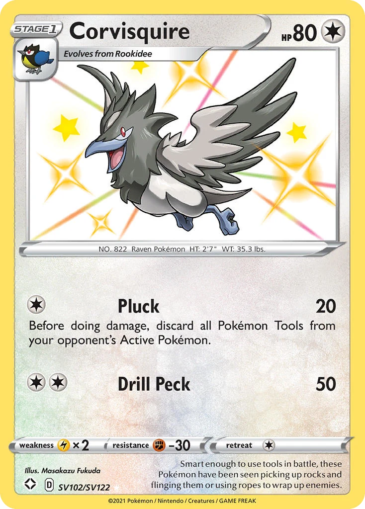 Corvisquire SV102 card from Shining Fates Shiny Vault