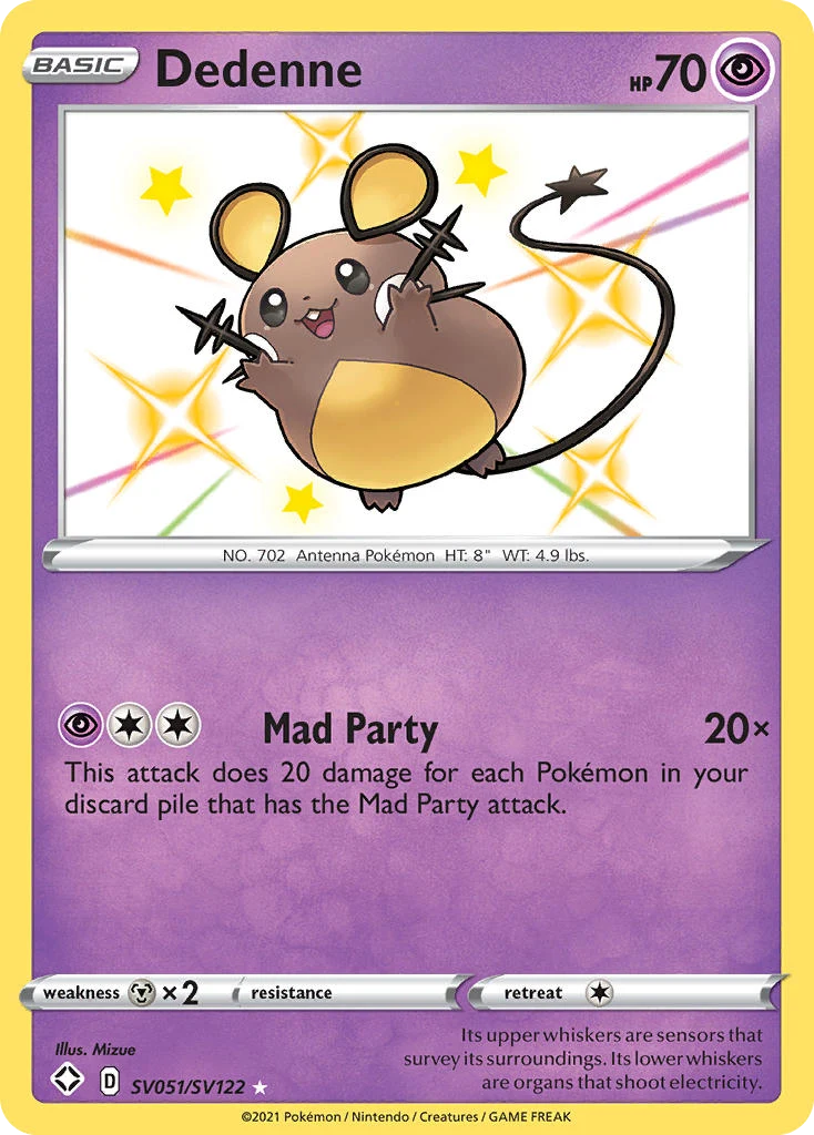 Dedenne SV051 — Shining Fates Shiny Vault SV051, Holofoil finish