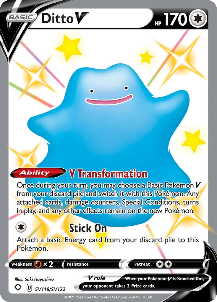 Ditto V SV118 card from Shining Fates Shiny Vault