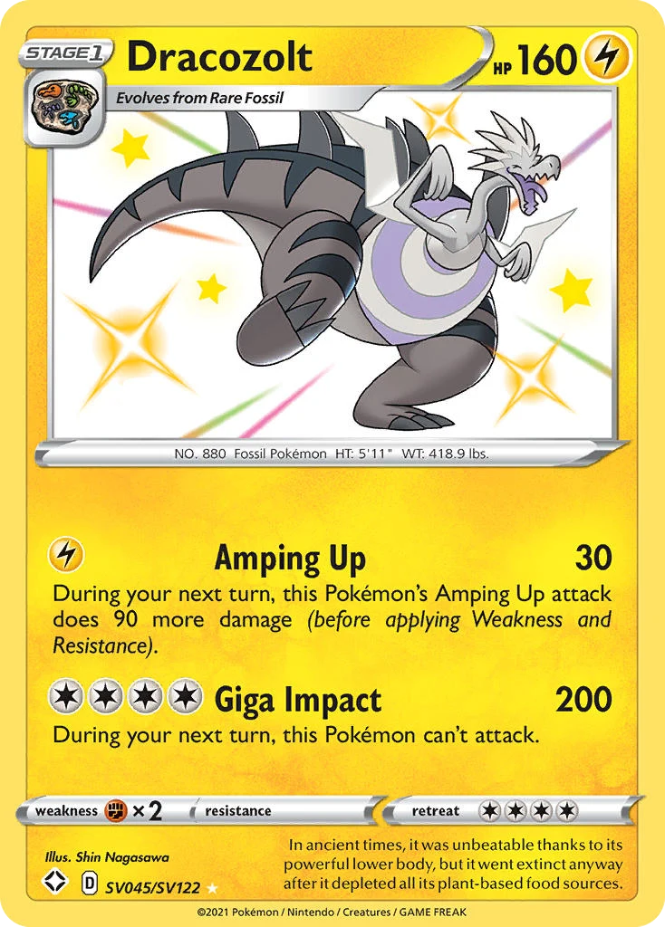 Dracozolt SV045 — Shining Fates Shiny Vault SV045, Holofoil finish