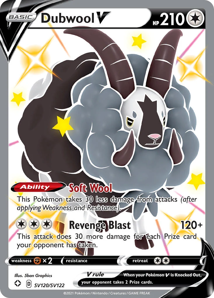 Dubwool V SV120 — Shining Fates Shiny Vault SV120, Holofoil finish