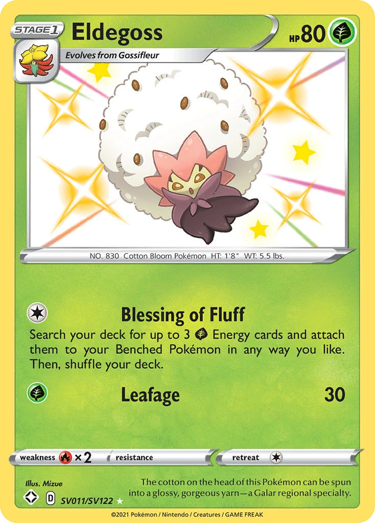 Eldegoss SV011 — Shining Fates Shiny Vault SV011, Holofoil finish