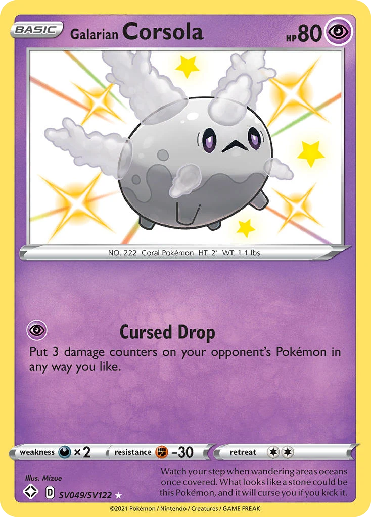 Galarian Corsola SV049 — Shining Fates Shiny Vault SV049, Holofoil finish