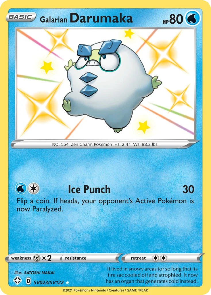 Galarian Darumaka SV023 — Shining Fates Shiny Vault SV023, Holofoil finish