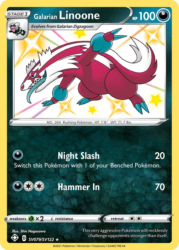 Galarian Linoone SV079 — Shining Fates Shiny Vault SV079, Holofoil finish
