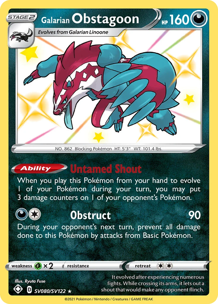 Galarian Obstagoon SV080 card from Shining Fates Shiny Vault
