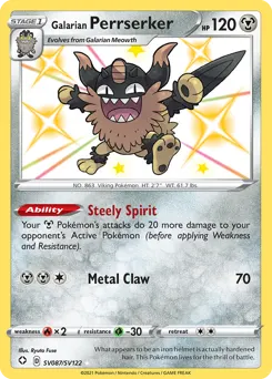 Galarian Perrserker SV087 — Shining Fates Shiny Vault