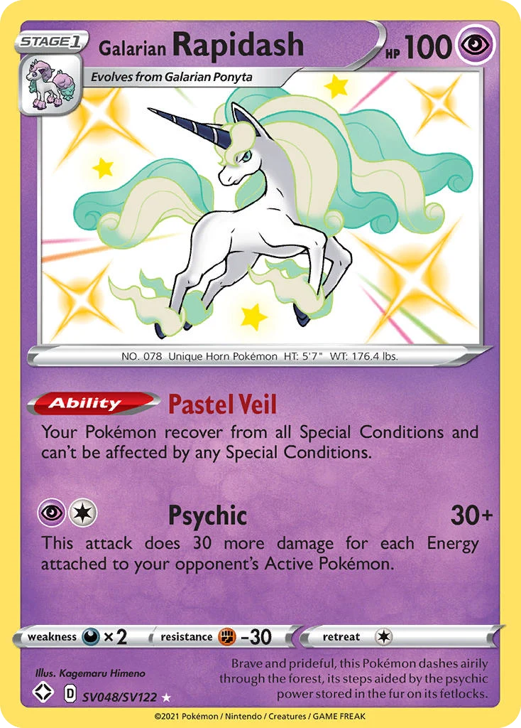 Galarian Rapidash SV048 — Shining Fates Shiny Vault SV048, Holofoil finish