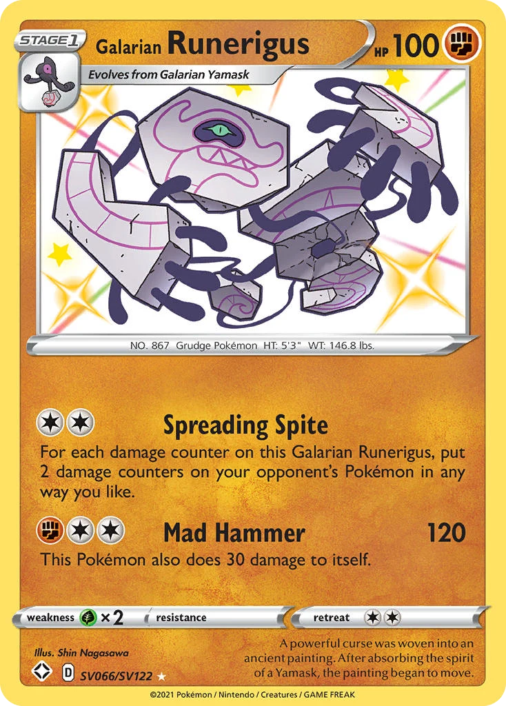 Galarian Runerigus SV066 card from Shining Fates Shiny Vault
