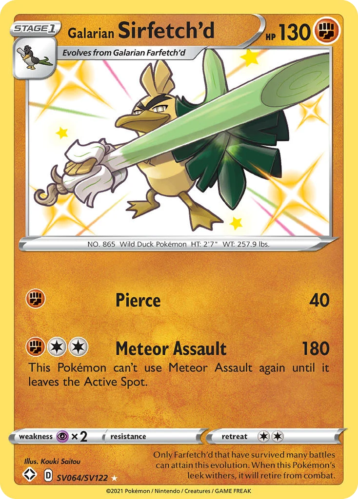 Galarian Sirfetch'd SV064 — Shining Fates Shiny Vault SV064, Holofoil finish