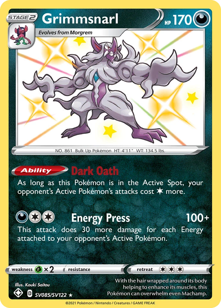 Grimmsnarl SV085 card from Shining Fates Shiny Vault