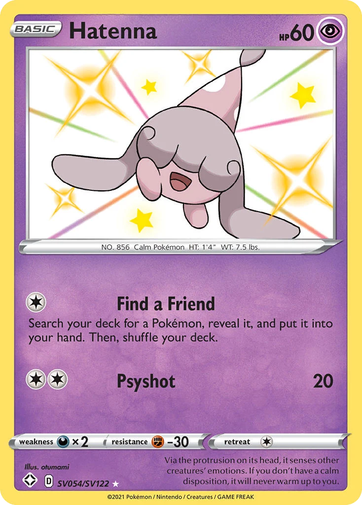 Hatenna SV054 — Shining Fates Shiny Vault SV054, Holofoil finish