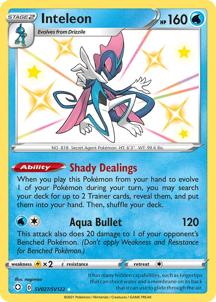 Inteleon SV027 card from Shining Fates Shiny Vault