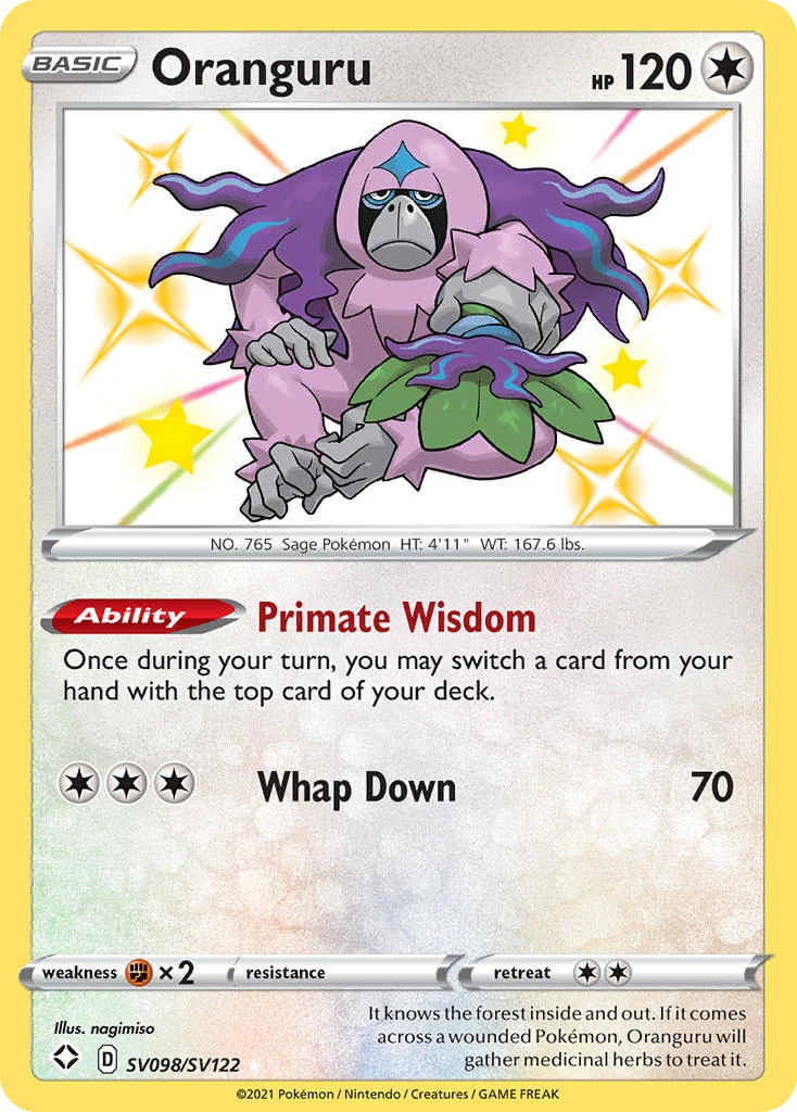 Oranguru SV098 — Shining Fates Shiny Vault SV098, Holofoil finish