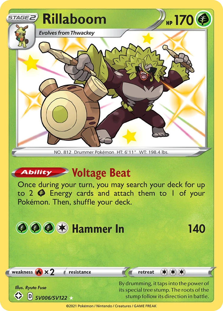 Rillaboom SV006 — Shining Fates Shiny Vault SV006, Holofoil finish