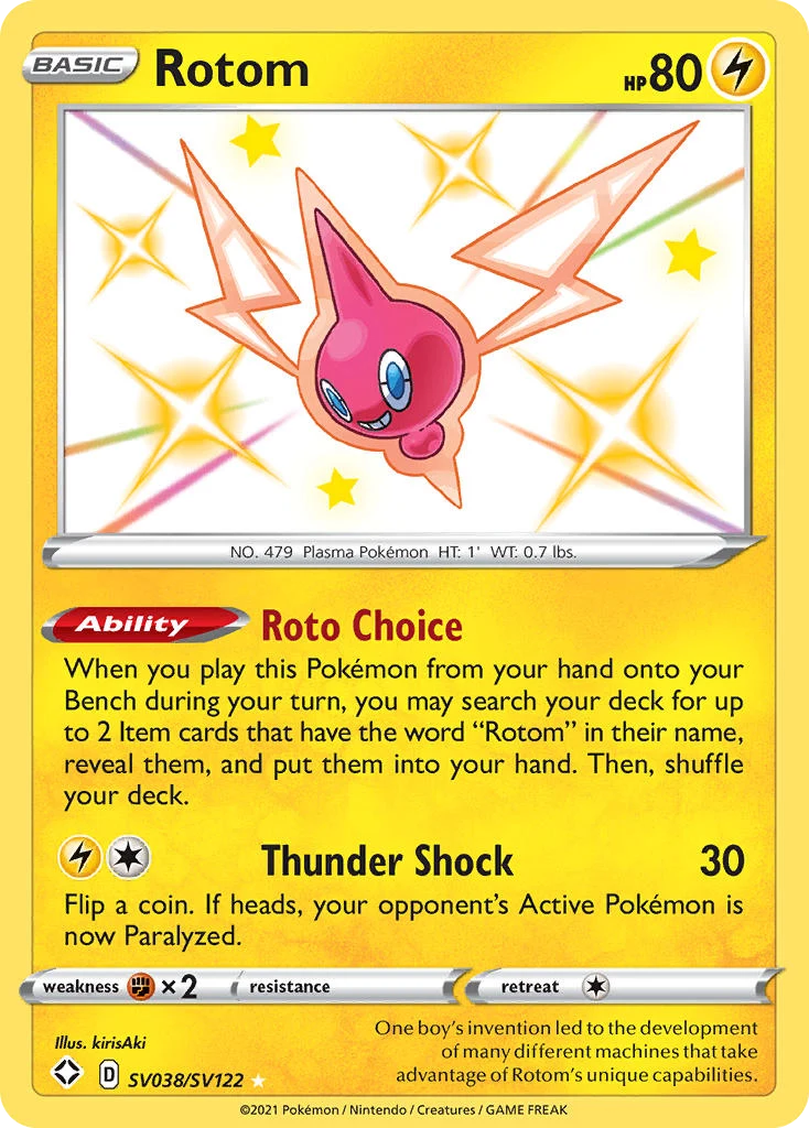 Rotom SV038 card from Shining Fates Shiny Vault
