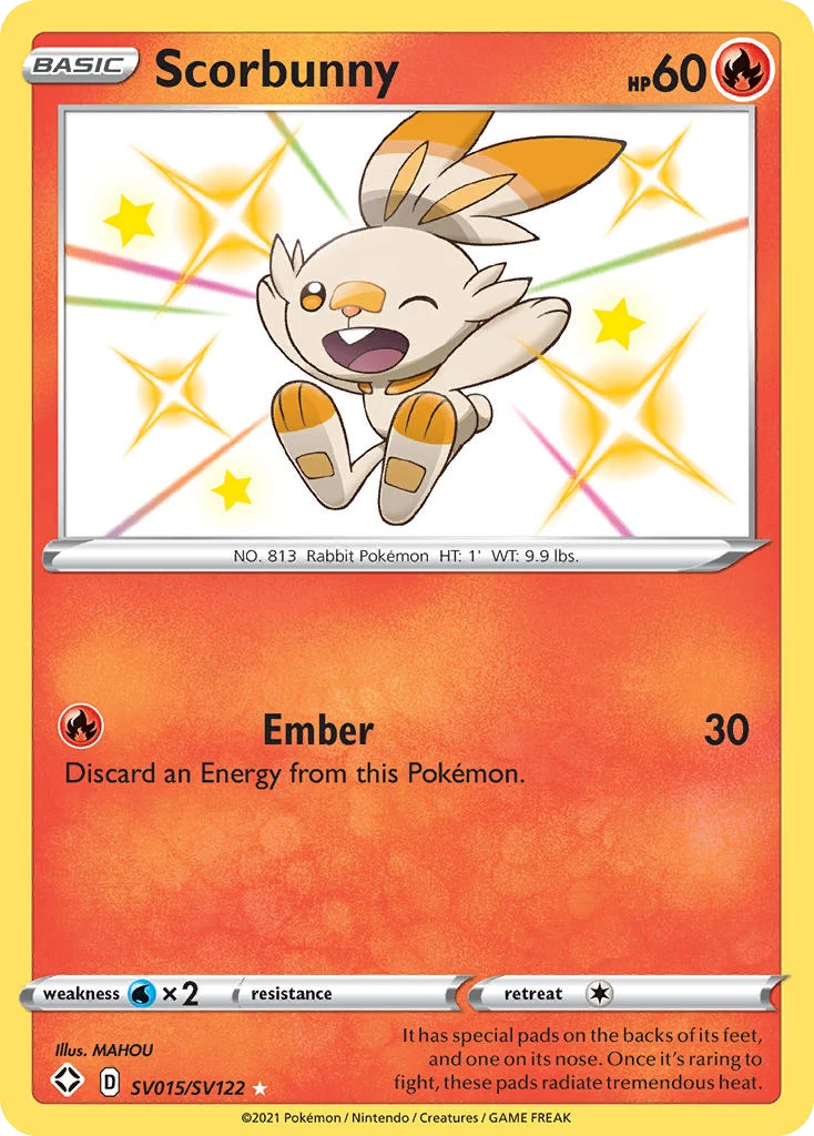 Scorbunny SV015 — Shining Fates Shiny Vault SV015, Holofoil finish