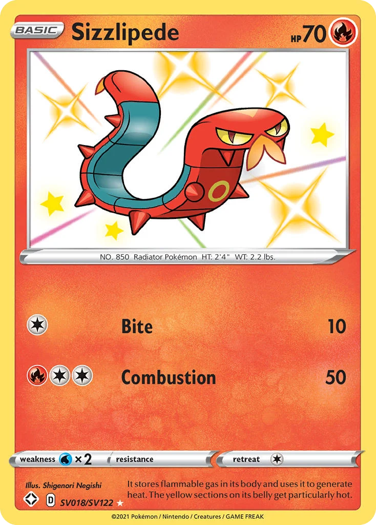 Sizzlipede SV018 card from Shining Fates Shiny Vault