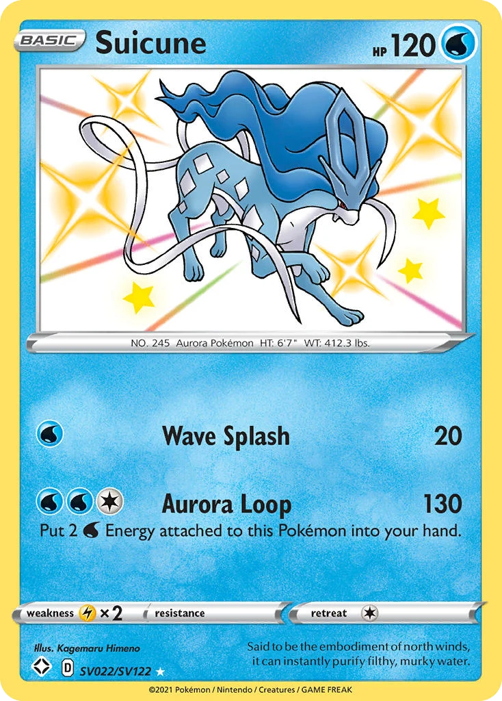 Suicune SV022 card from Shining Fates Shiny Vault