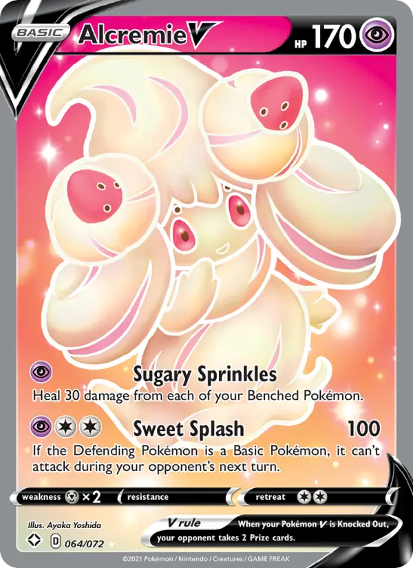 Alcremie V 64 card from Shining Fates