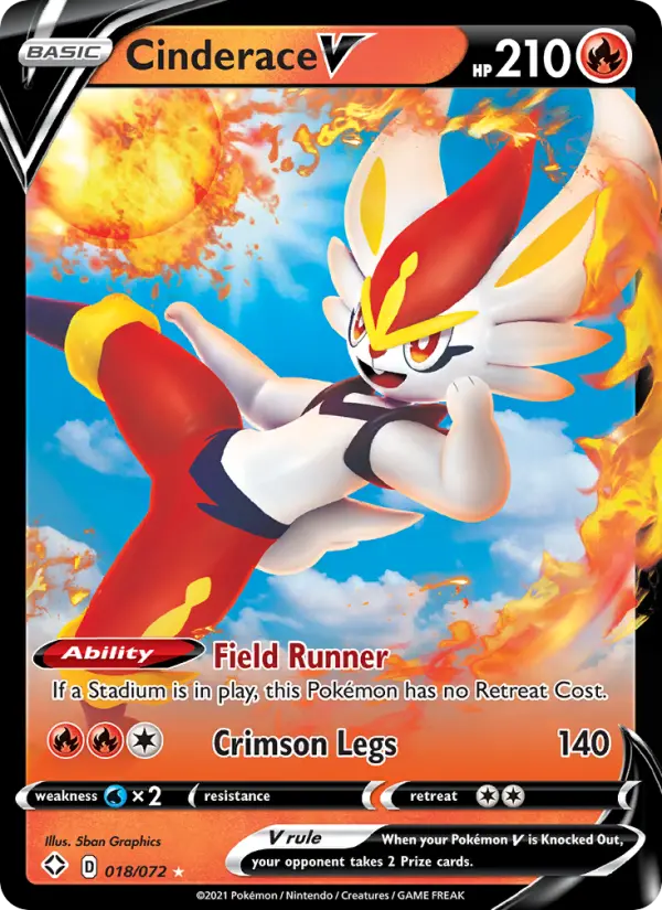 Cinderace V 18 — Shining Fates 18, Holofoil finish