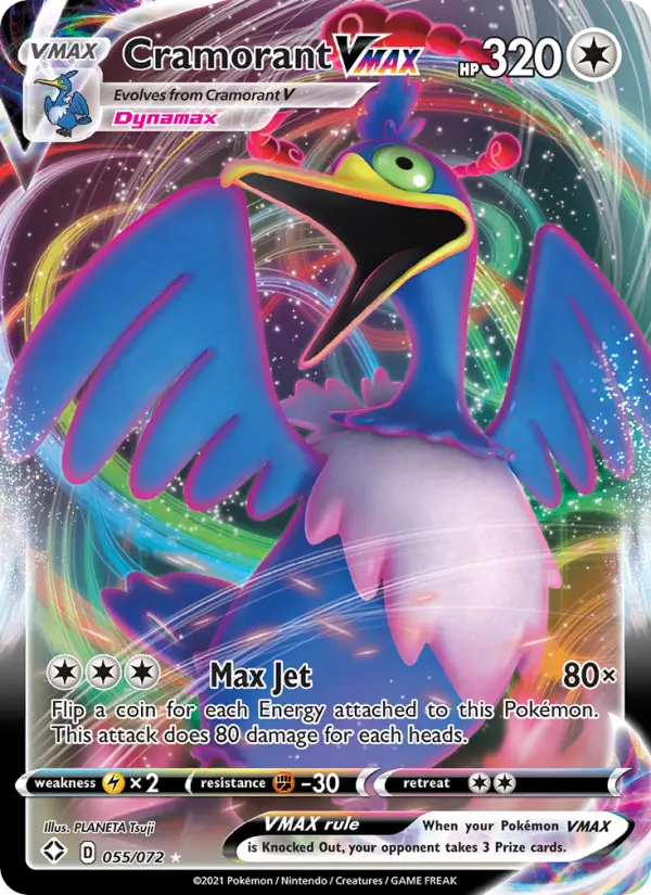 Cramorant VMAX 55 — Shining Fates 55, Holofoil finish