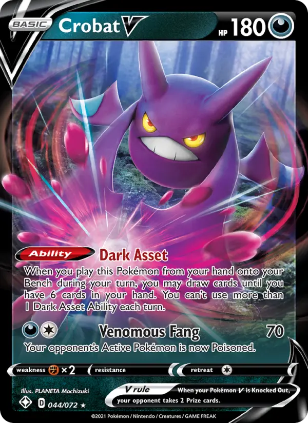 Crobat V 44 — Shining Fates 44, Holofoil finish