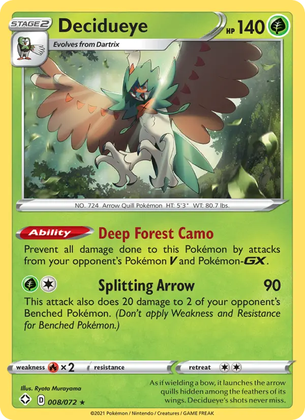 Decidueye 8 card from Shining Fates
