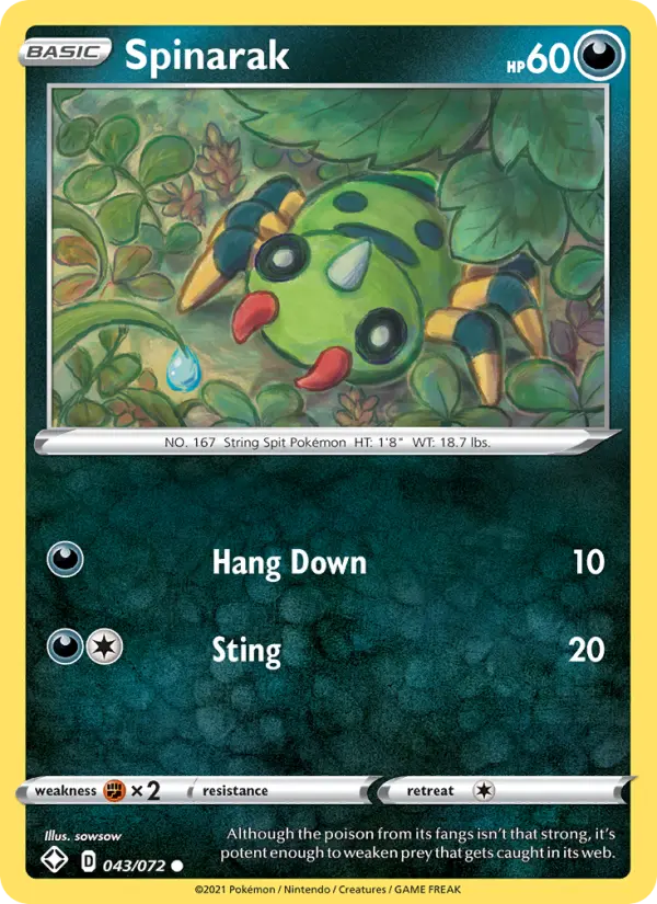 Spinarak 43 card from Shining Fates