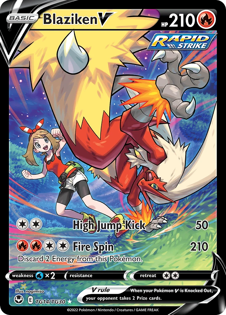 Blaziken V TG14 — Silver Tempest Trainer Gallery TG14, Holofoil finish