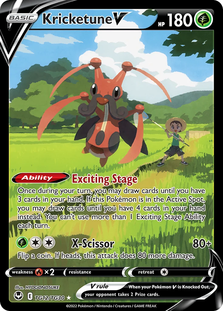 Kricketune V TG12 card from Silver Tempest Trainer Gallery
