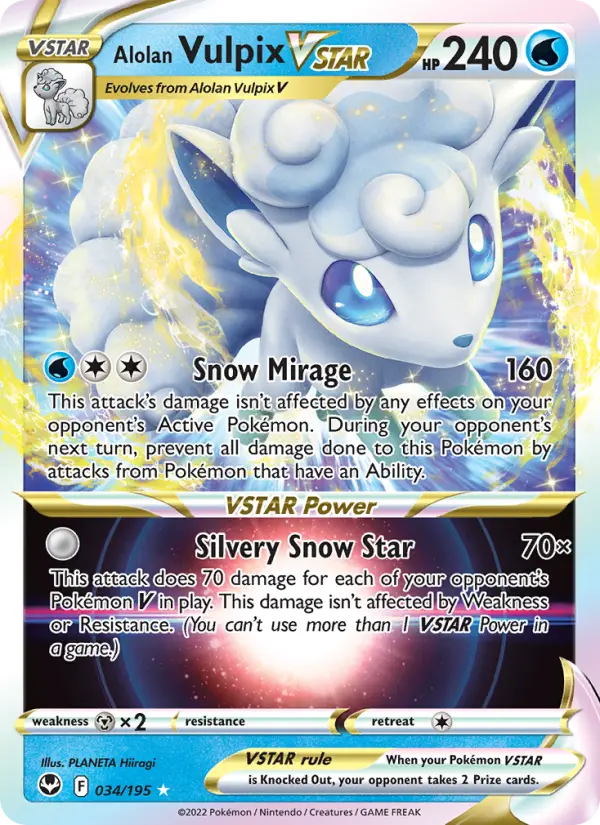 Alolan Vulpix VSTAR 34 card from Silver Tempest