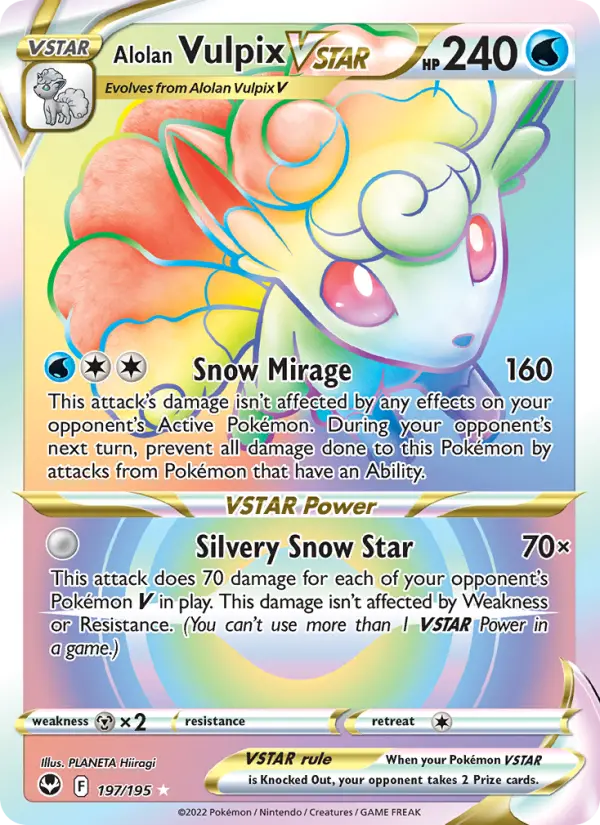 Alolan Vulpix VSTAR 197 card from Silver Tempest