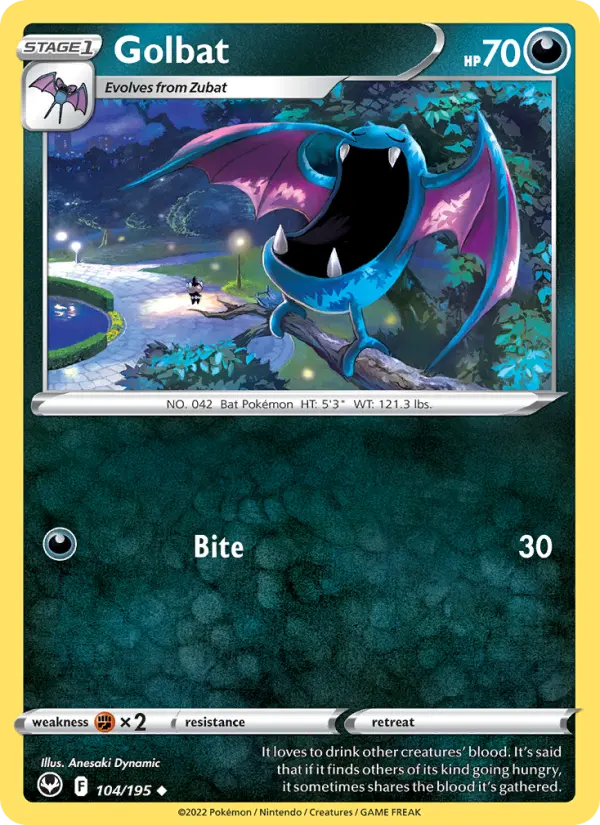 Golbat 104 card from Silver Tempest