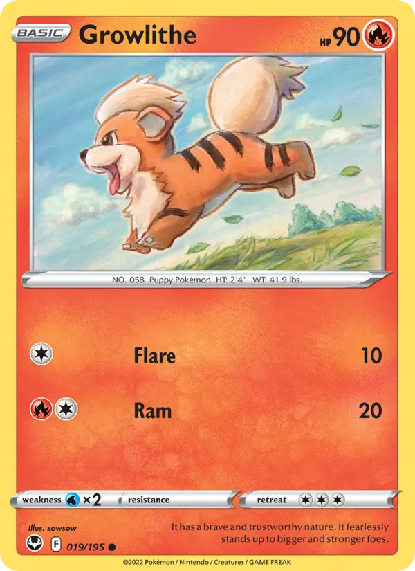 Growlithe 19 card from Silver Tempest