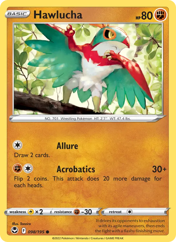 Hawlucha 98 card from Silver Tempest