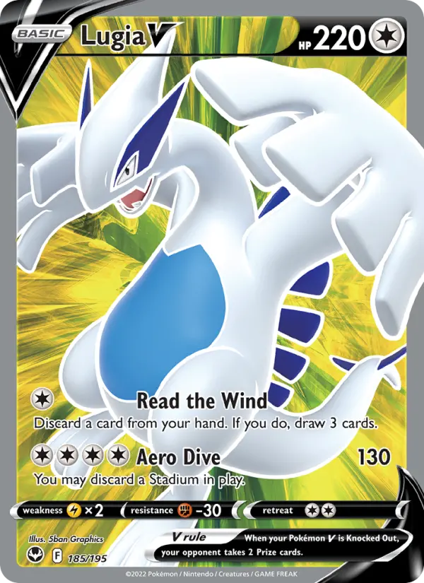 Lugia V 185 card from Silver Tempest