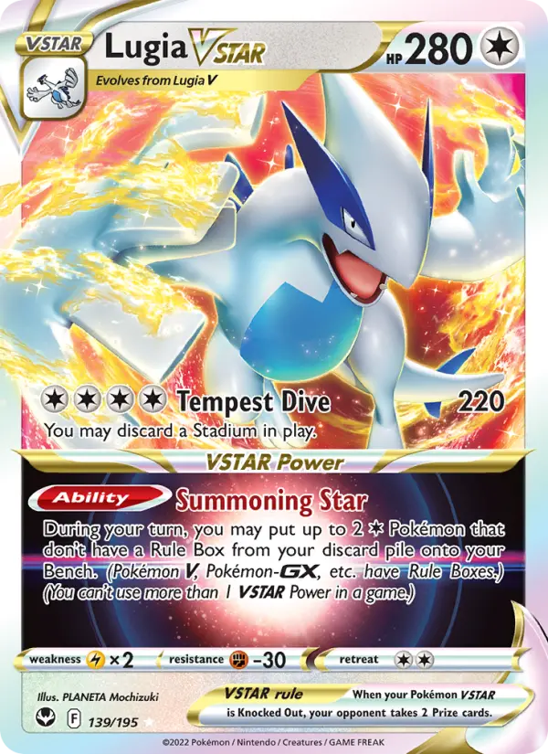 Lugia VSTAR 139 card from Silver Tempest