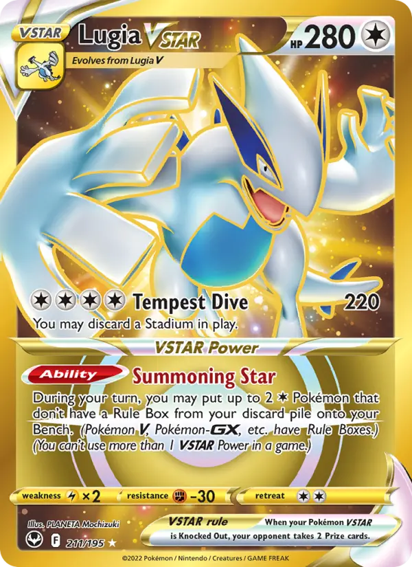 Lugia VSTAR 211 card from Silver Tempest