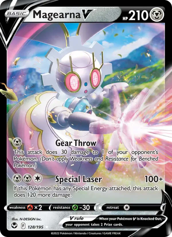 Magearna V 128 — Silver Tempest 128, Holofoil finish