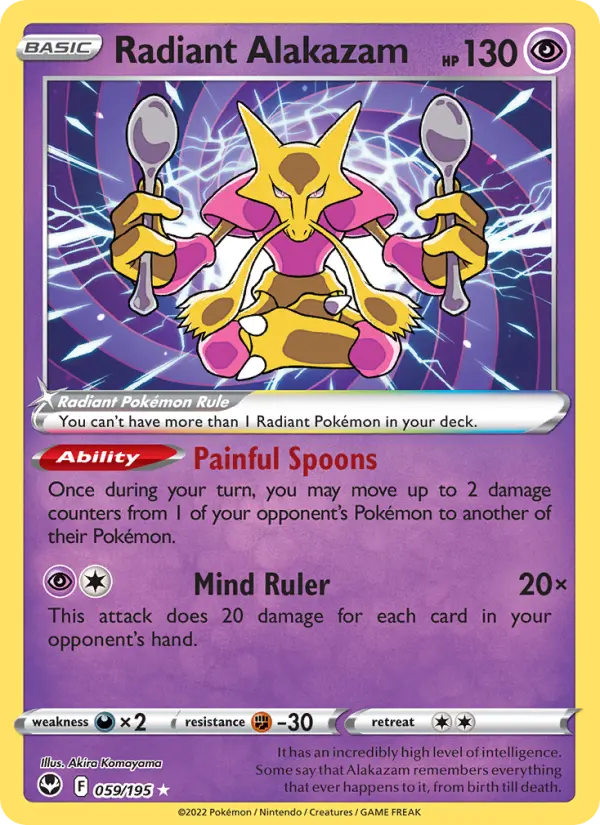 Radiant Alakazam 59 card from Silver Tempest