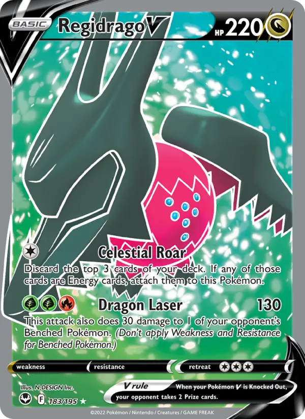 Regidrago V 183 card from Silver Tempest
