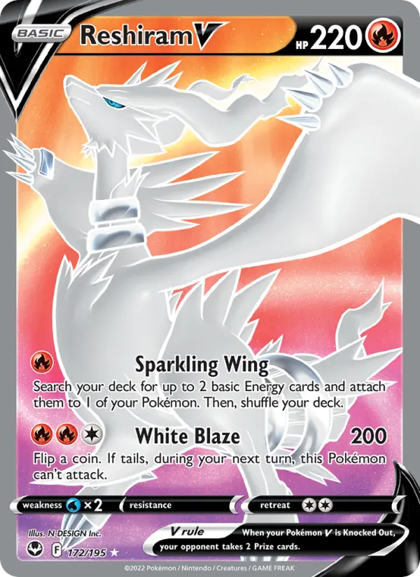 Reshiram V 172 card from Silver Tempest