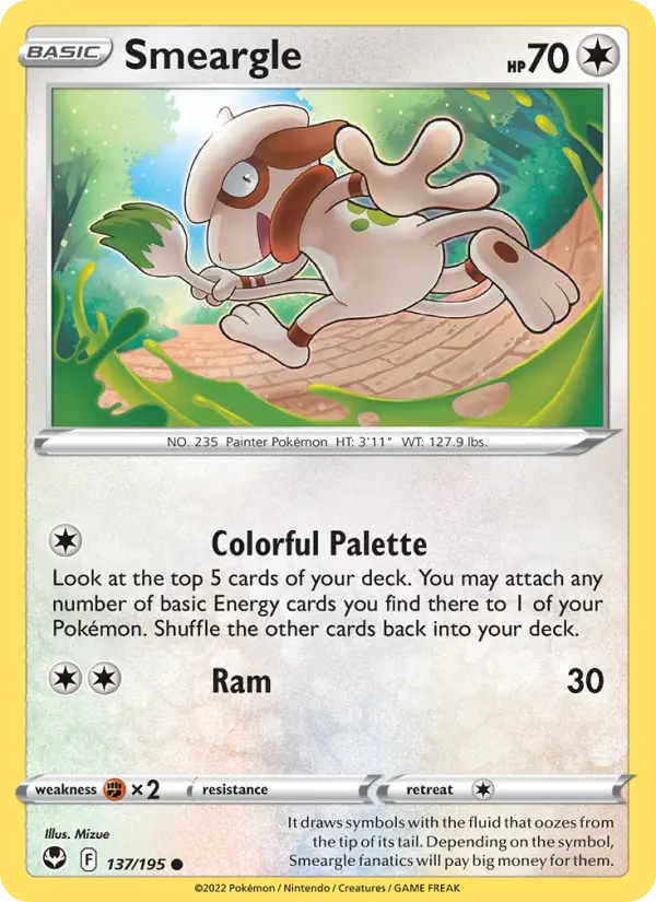 Smeargle 137 card from Silver Tempest