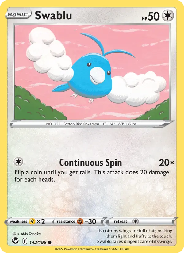 Swablu 142 card from Silver Tempest