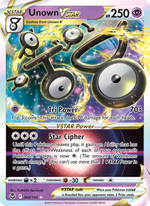 Unown VSTAR 66 card from Silver Tempest