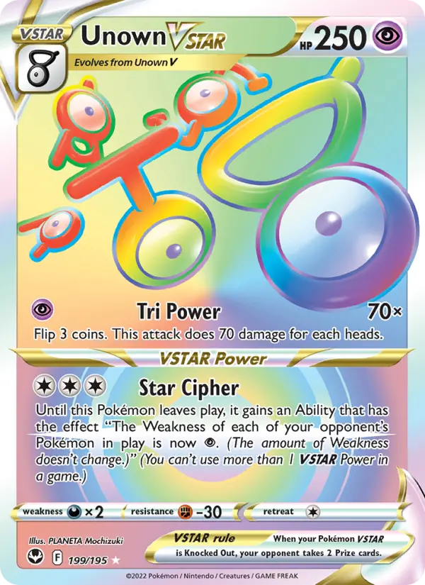 Unown VSTAR 199 — Silver Tempest 199, Holofoil finish